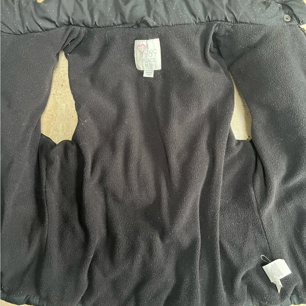 The Children’s Place Black Sparkly Fleece Lined Puffer Vest Size 7/8